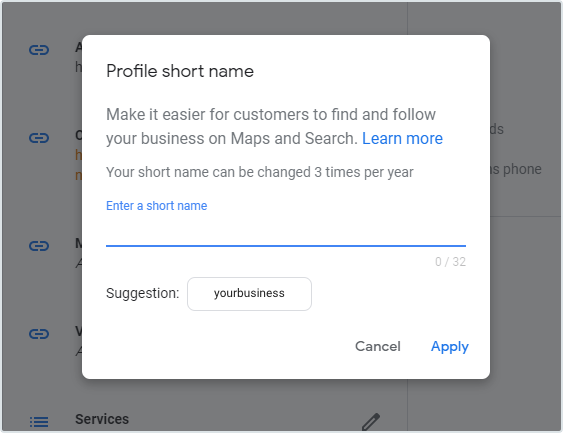 Google My Business Short URL