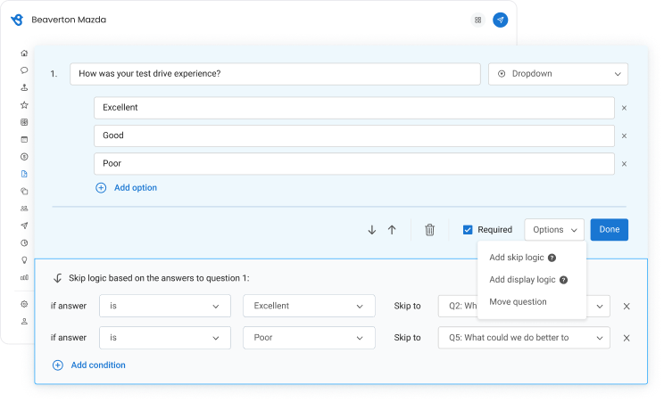 Streamline surveys with response-based rules