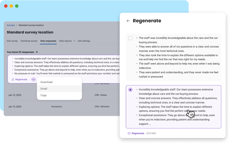 Summarize surveys in a single click