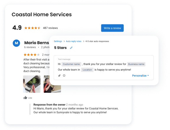 Post automated review replies