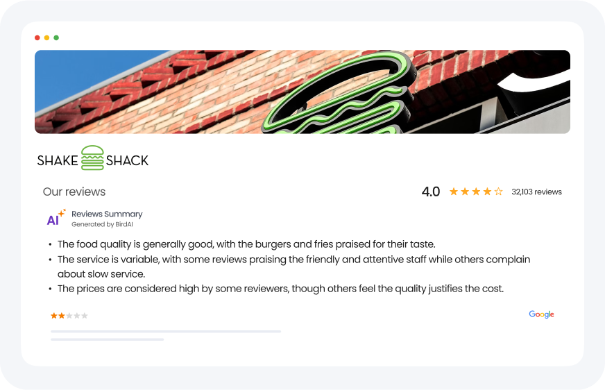 Add AI review summaries to your website