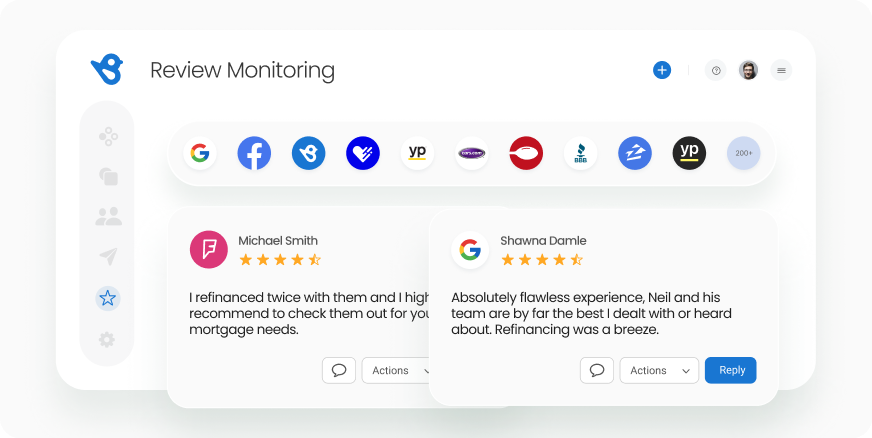 Monitor 200+ review sites from one dashboard