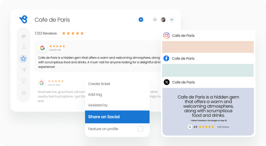 Turn reviews into social posts  in one click