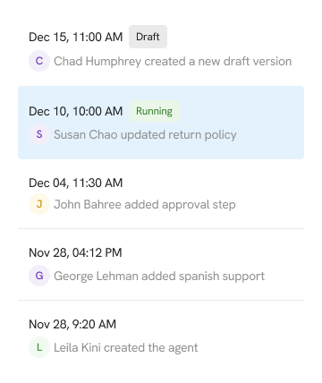 Agent versioning