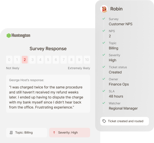 Survey Ticketing Agent product preview