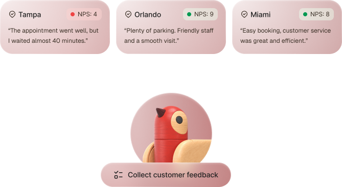 Reviews dashboard showing multiple review cards with a filter panel