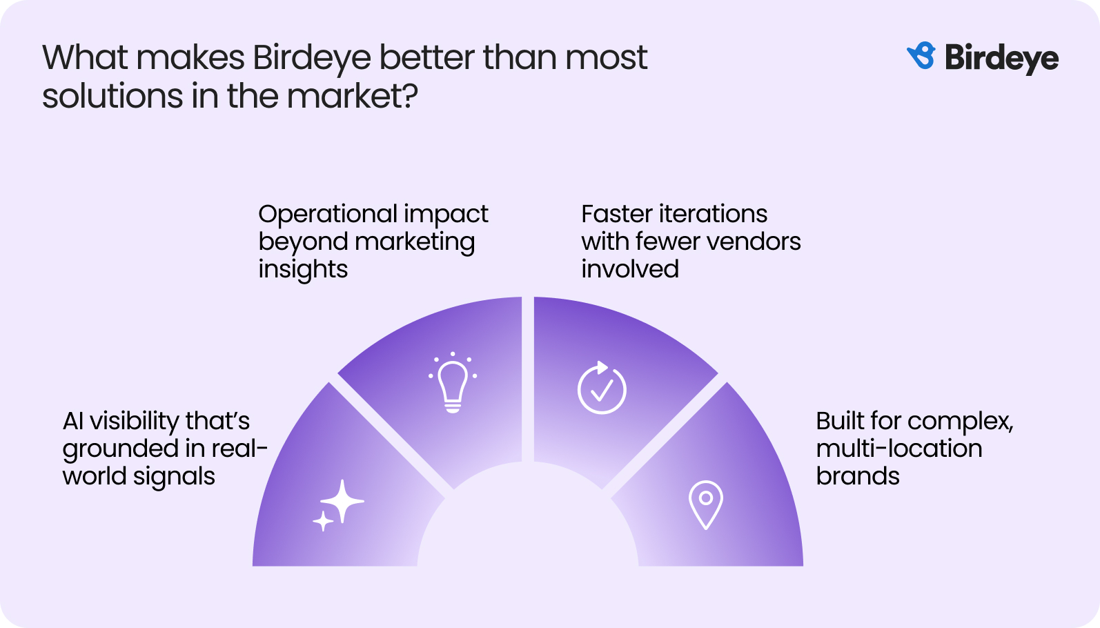 Infographic showing what makes Birdeye better than most solutions in the market
