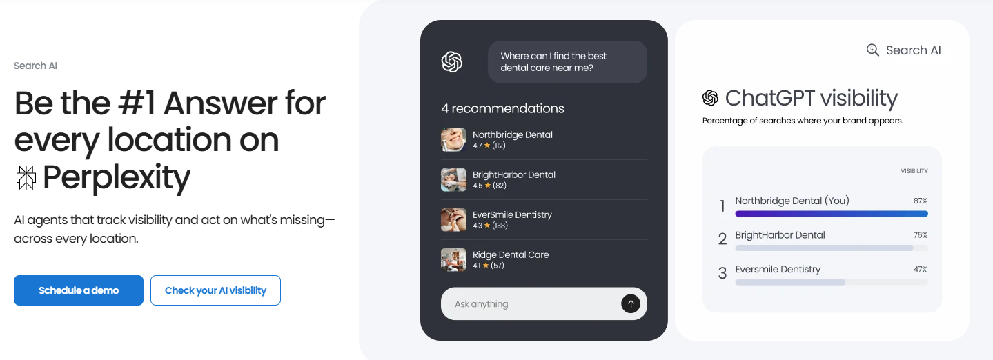 Birdeye Search AI Dashboard showing Chatgpt visibility