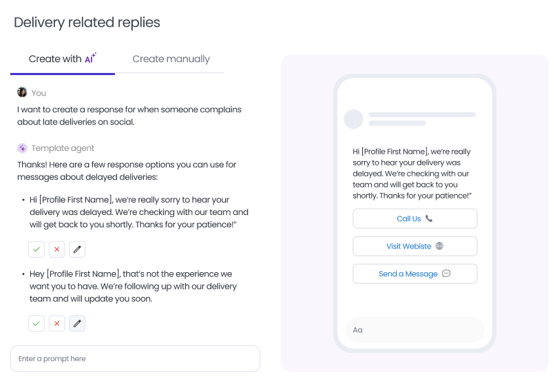Reply templates